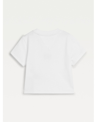 TOMMY HILFIGER KIDS - T-shirt crop in cotone biologico a coste
