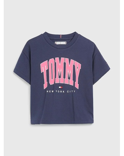 TOMMY HILFIGER - T-shirt con logo metallizzato e vita elastica