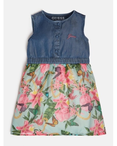 GUESS KIDS - Abito in demim e gonna floreale