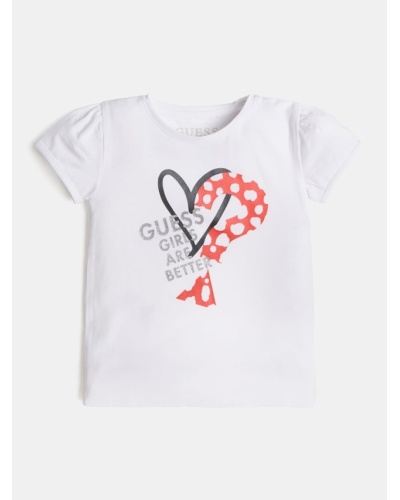 GUESS KIDS - T shirt manica corta con logo e cuore