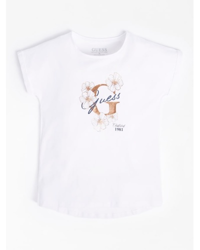 GUESS KIDS - T shirt manica corta con logo floreale