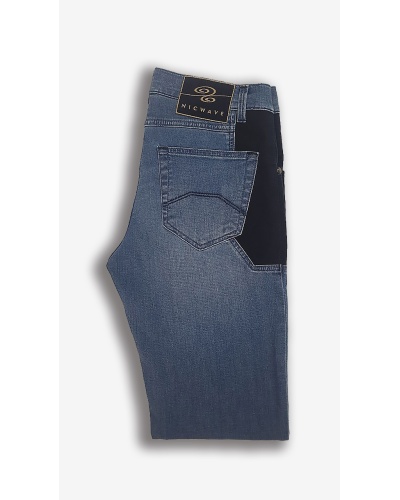NICWAVE - Jeans 5 tasche con inserti in alcantara Blu Navy P/E 2022