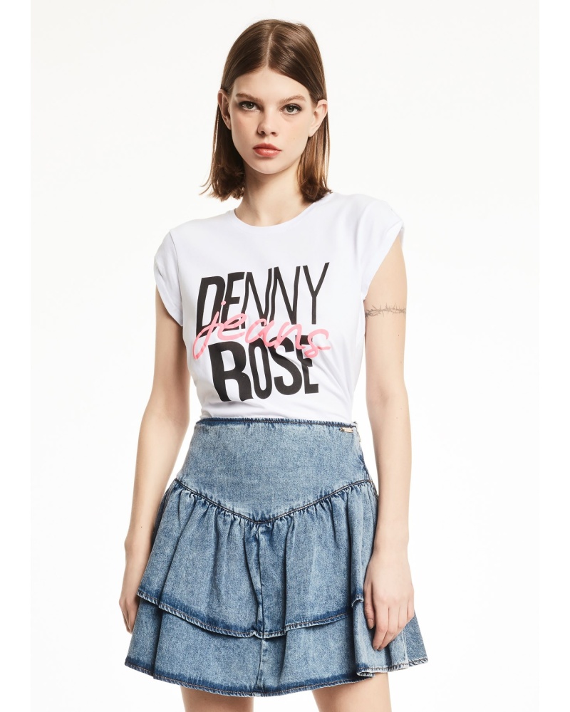 DENNY ROSE - T shirt in jersey di cotone stretch con stampa
