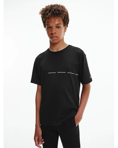CALVIN KLEIN KIDS - T-shirt con logo all-over in cotone oversized