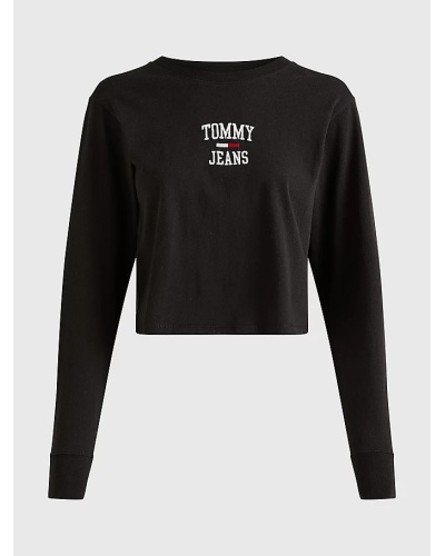 TOMMY HILFIGER - T-shirt crop con logo a maniche lunghe
