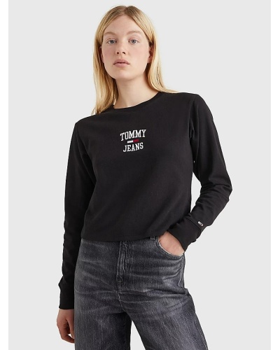 TOMMY HILFIGER - T-shirt crop con logo a maniche lunghe