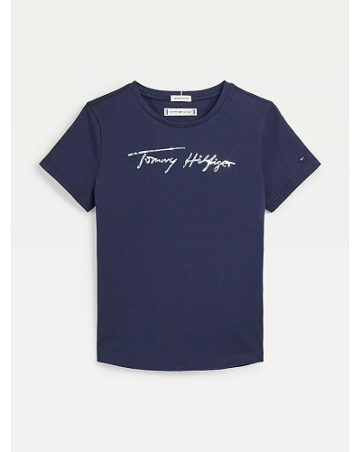 TOMMY HILFIGER KIDS - T-shirt con logo metallizzato